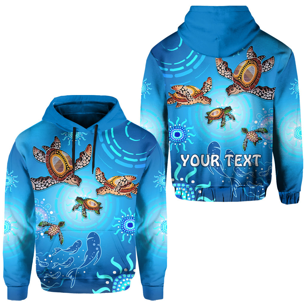 custom-personalised-australian-aboriginal-hoodie-happy-turtle-family-version-blue