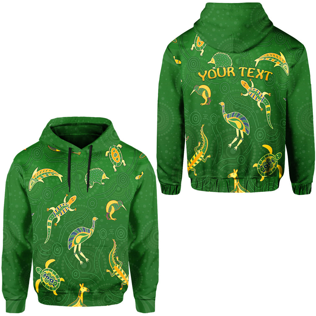 custom-personalised-aboriginal-art-hoodie-animals-australia-version-green