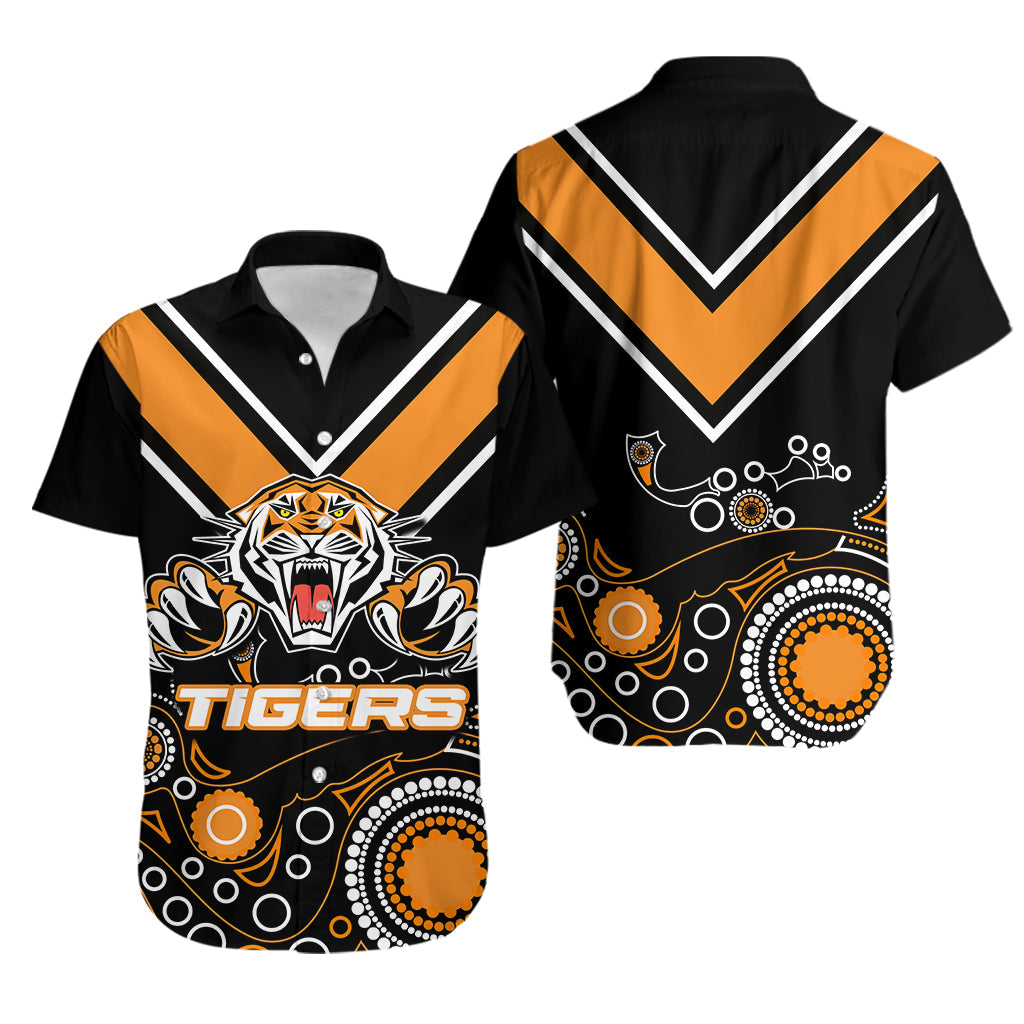 Wests Tigers Hawaiian Shirt Aboriginal Symbol LT6 - Vibe Hoodie