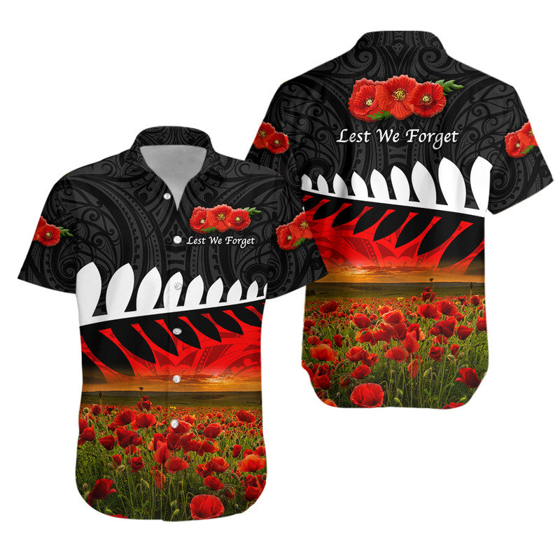 new-zealand-maori-anzac-hawaiian-shirt-poppy-vibes-black