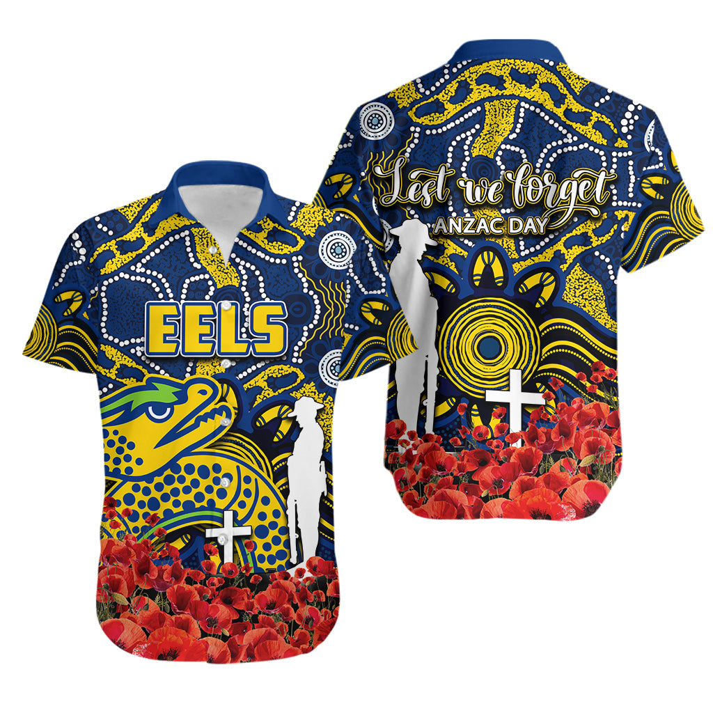 Eels Hawaiian Shirt Anzac Day Poppy Flowers With Aboriginal