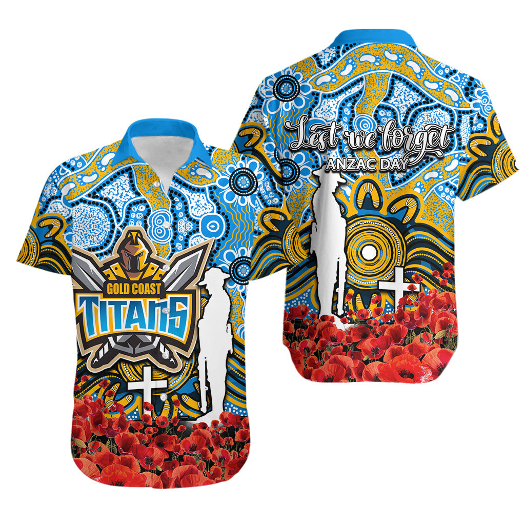 Titans Hawaiian Shirt Anzac Day Poppy Flowers With Aboriginal