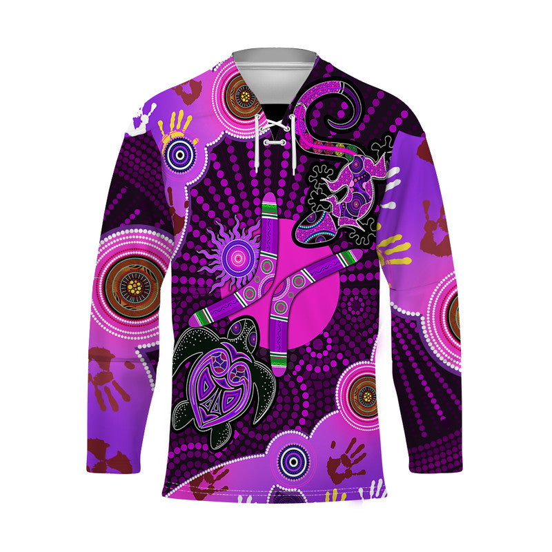 aboriginal-purple-turtle-lizard-sun-hockey-jersey