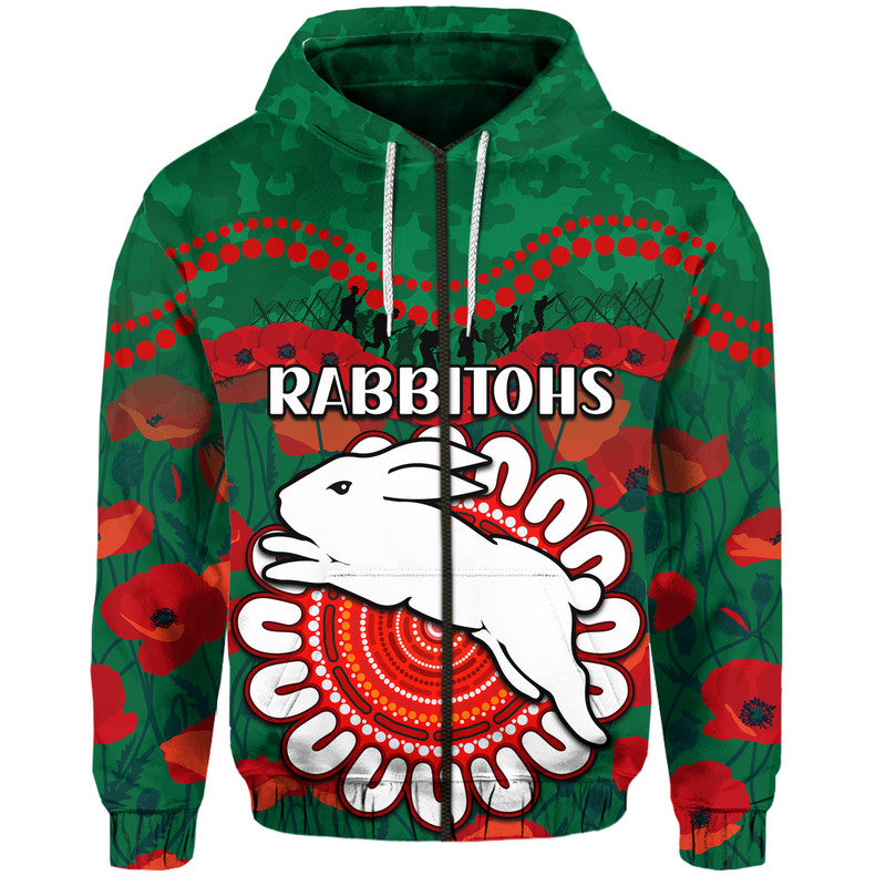 custom-personalised-rabbitohs-rugby-anzac-zip-up-and-pullover-hoodie-camouflage-poppy