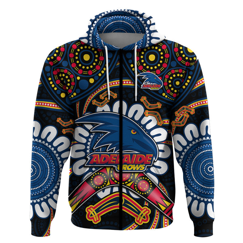 custom-personalised-adelaide-crows-football-zip-up-and-pullover-hoodie-boomerang-indigenous-dots