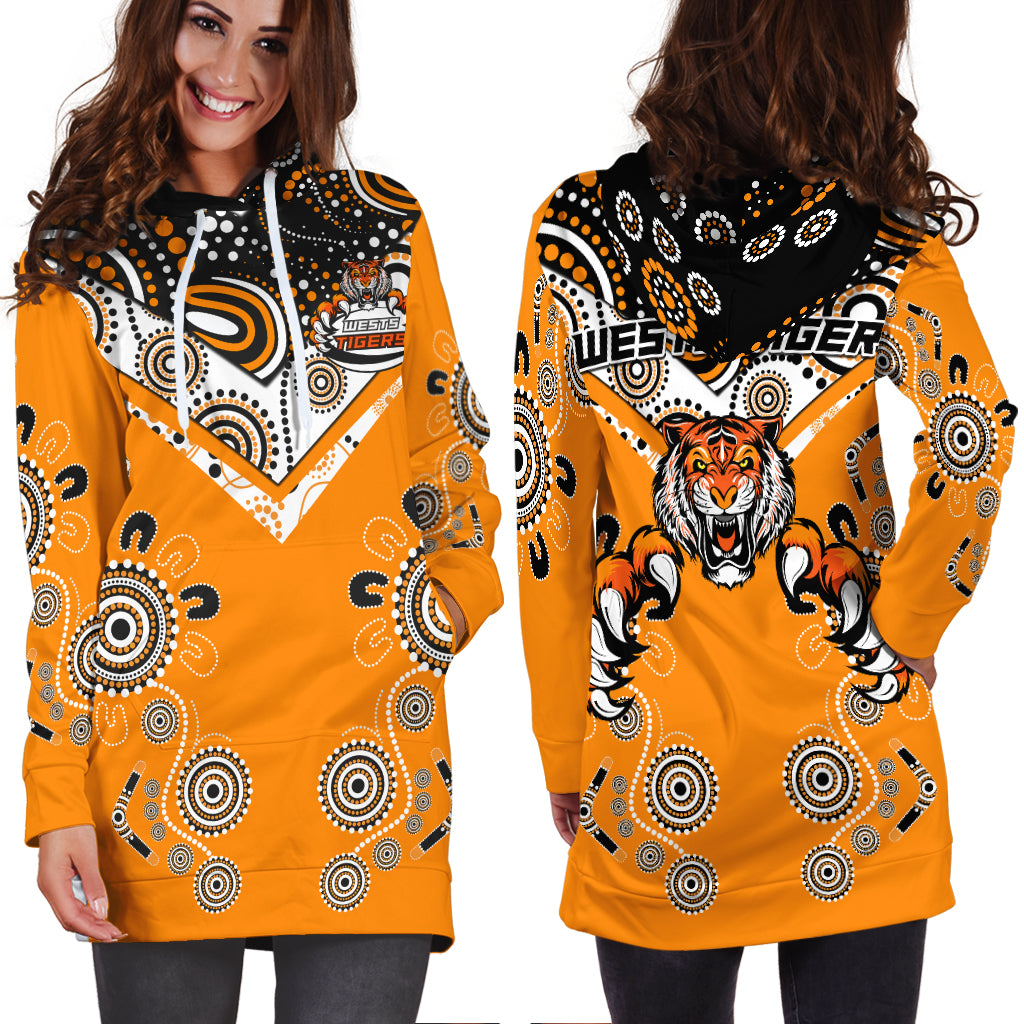 Wests Tiger Rugby Aboriginal Pattern Hoodie Dress - LT2