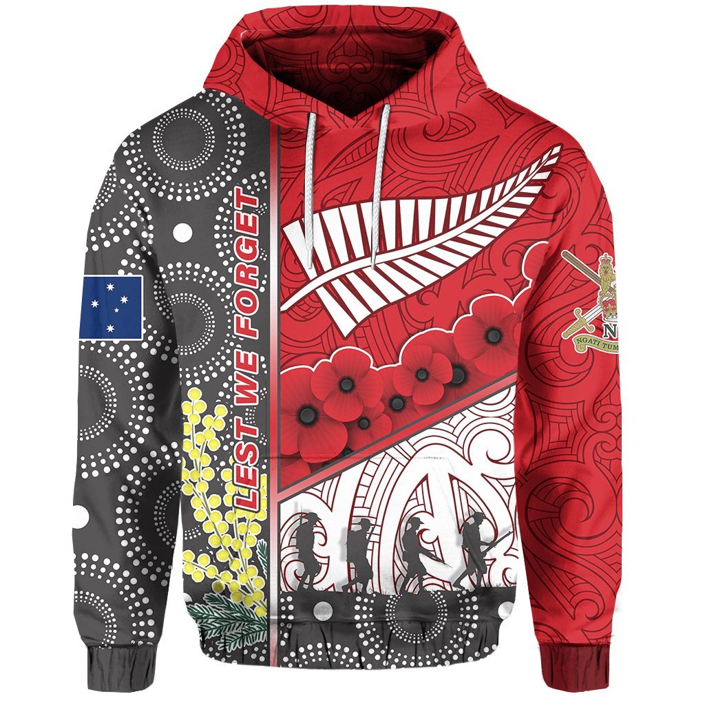 custom-personalised-anzac-day-lest-we-forget-hoodie-australia-indigenous-and-new-zealand-maori-red