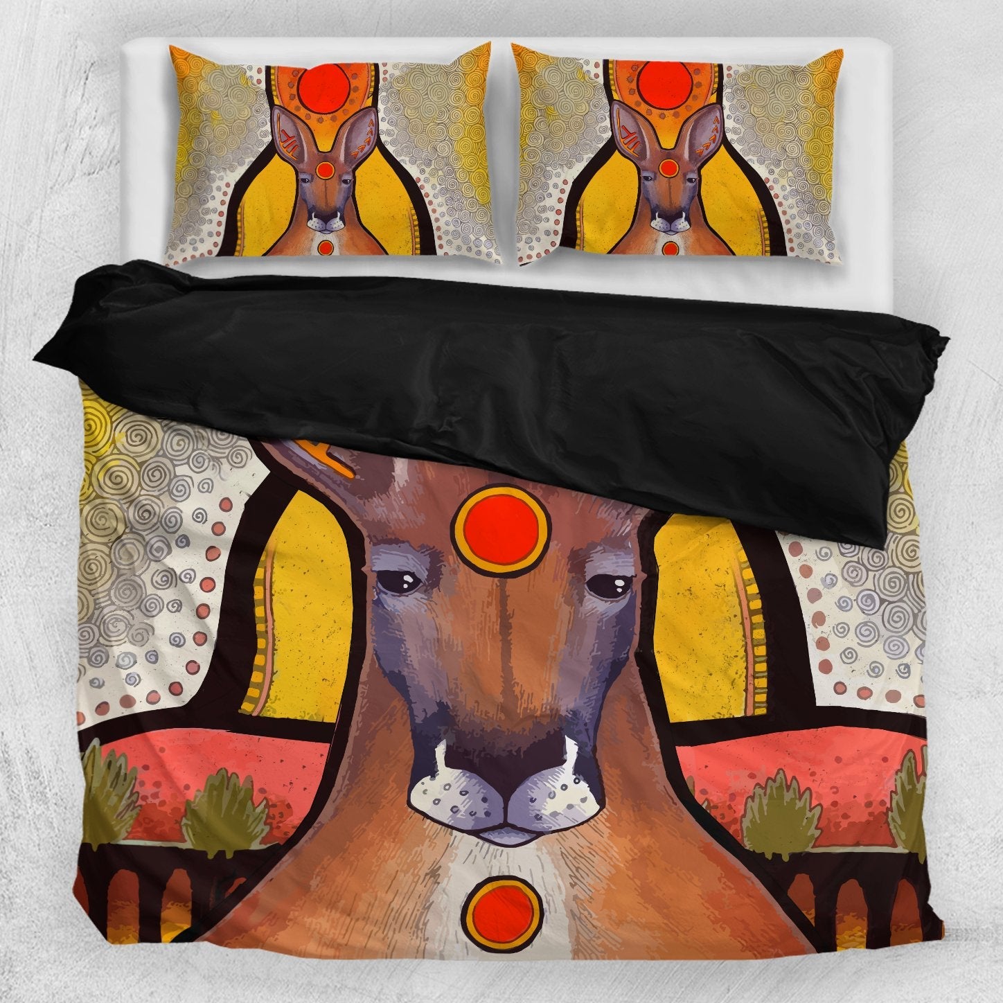 kangaroo-bedding-sets-aboriginal-patterns-sun-drawing-painting