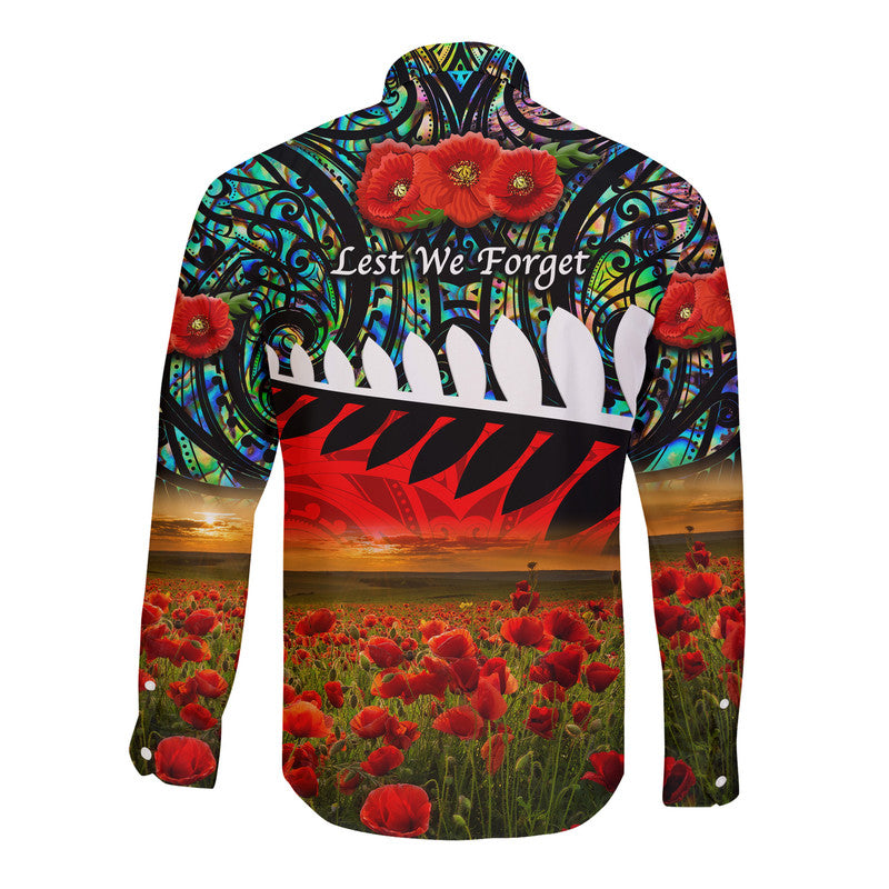 new-zealand-maori-anzac-hawaii-long-sleeve-button-shirt-poppy-vibes-paua-shell