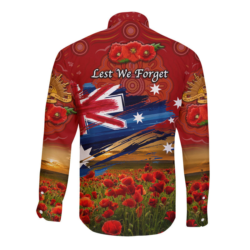 australia-aboriginal-anzac-hawaii-long-sleeve-button-shirt-poppy-vibes-red