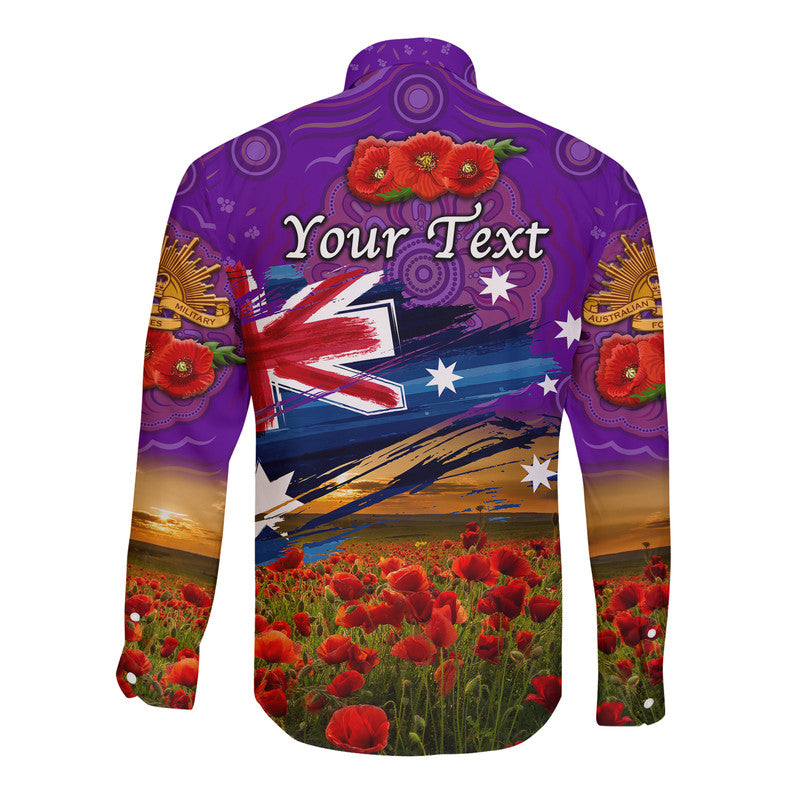 custom-personalised-australia-aboriginal-anzac-hawaii-long-sleeve-button-shirt-poppy-vibes-purple