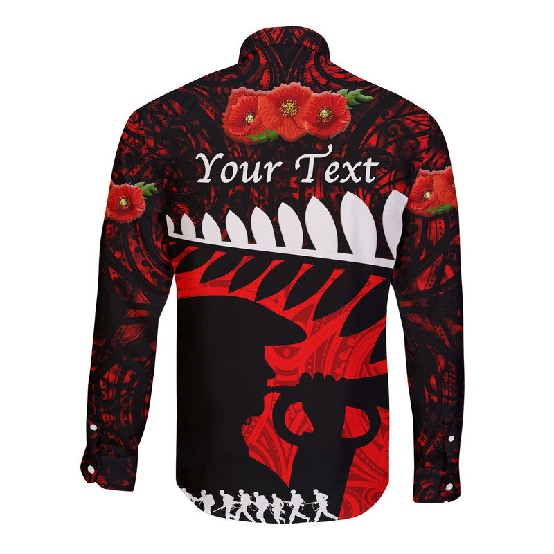 custom-personalised-new-zealand-maori-anzac-hawaii-long-sleeve-button-shirt-remembrance-soldier-red