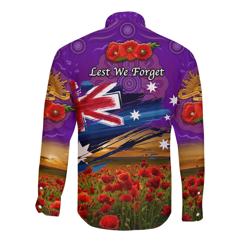 australia-aboriginal-anzac-hawaii-long-sleeve-button-shirt-poppy-vibes-purple