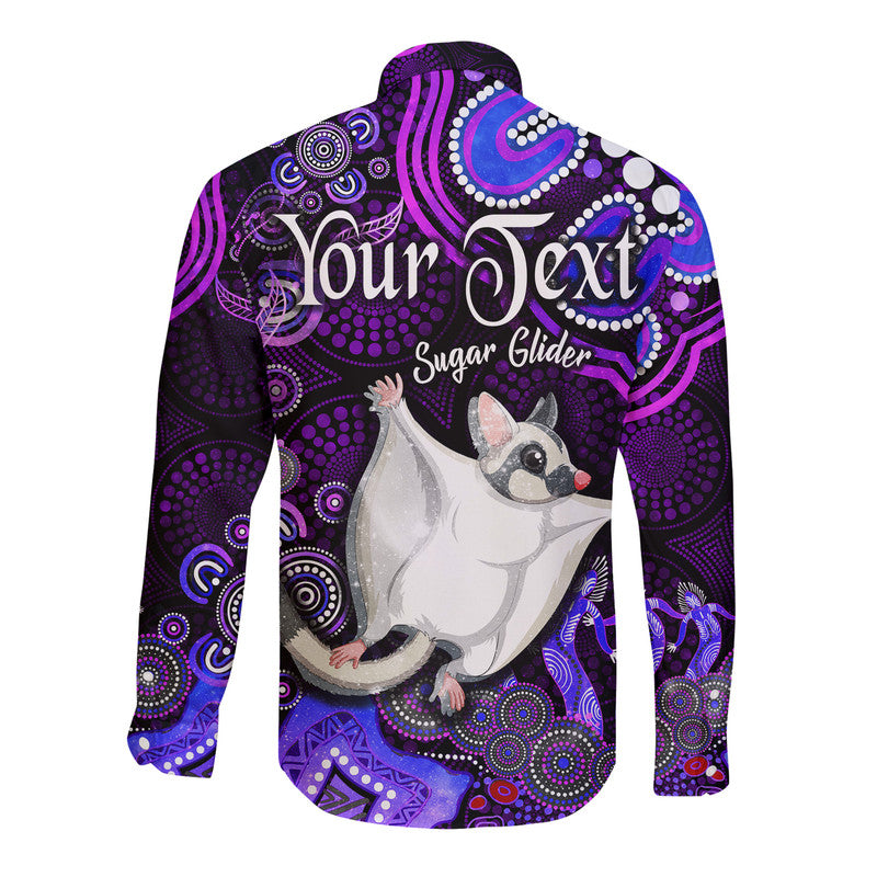 custom-personalised-australian-astrology-hawaii-long-sleeve-button-shirt-gemini-sugar-glider-zodiac-aboriginal-vibes-purple