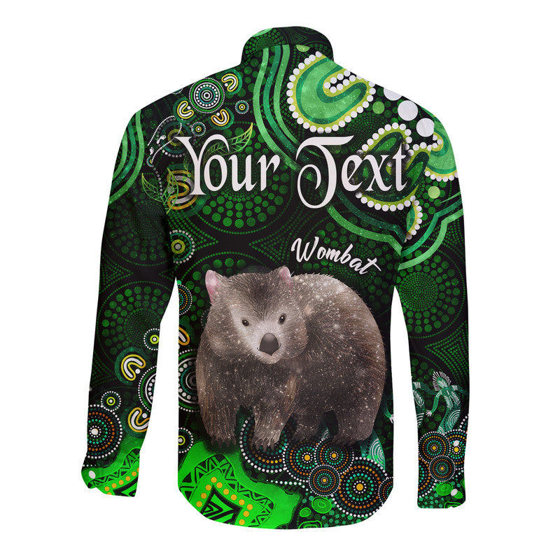 custom-personalised-australian-astrology-hawaii-long-sleeve-button-shirt-taurus-wombat-zodiac-aboriginal-vibes-green