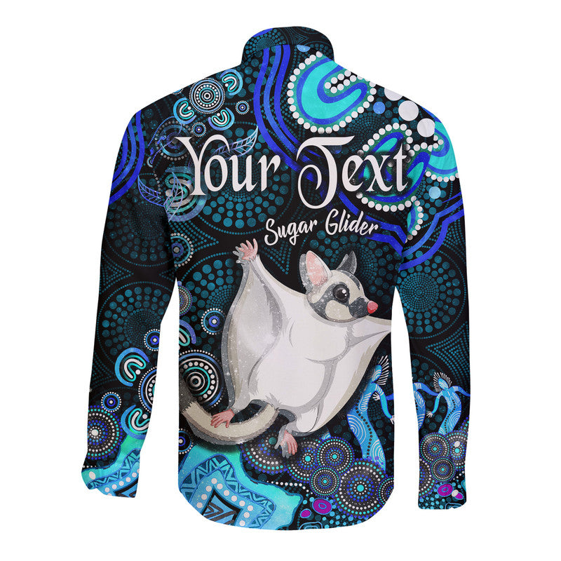 custom-personalised-australian-astrology-hawaii-long-sleeve-button-shirt-gemini-sugar-glider-zodiac-aboriginal-vibes-blue