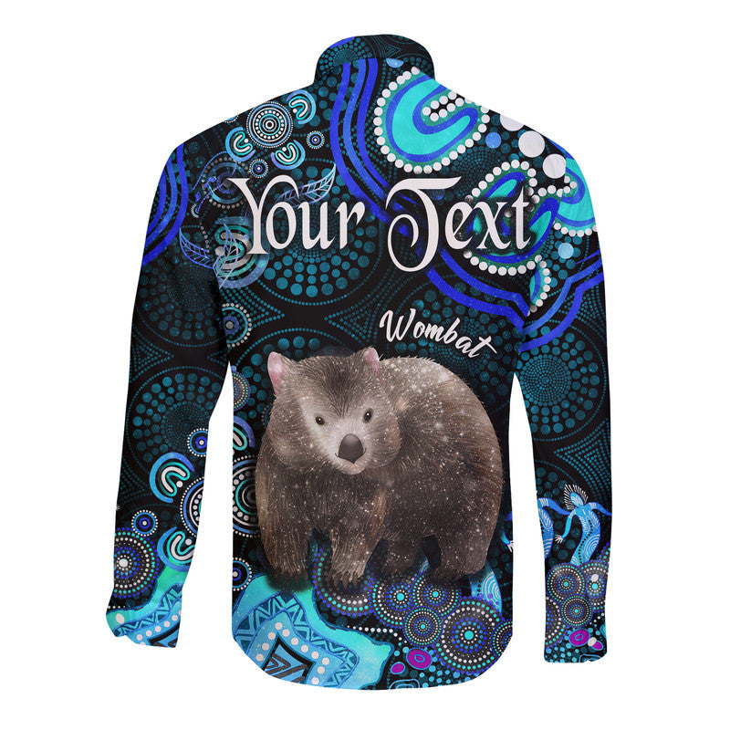 custom-personalised-australian-astrology-hawaii-long-sleeve-button-shirt-taurus-wombat-zodiac-aboriginal-vibes-blue