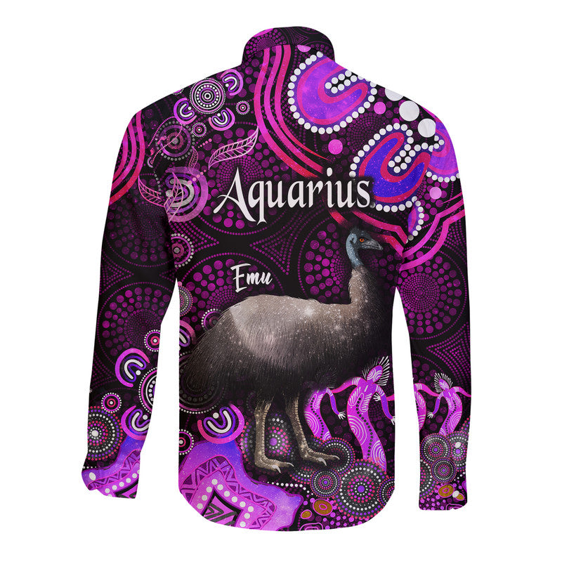 australian-astrology-hawaii-long-sleeve-button-shirt-aquarius-emu-glider-zodiac-aboriginal-vibes-pink