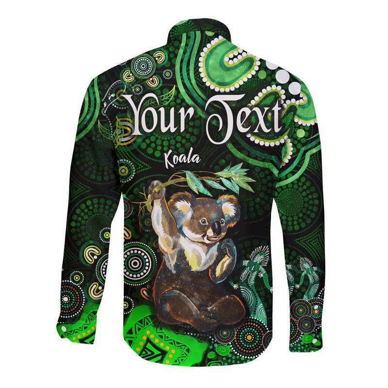 custom-personalised-australian-astrology-hawaii-long-sleeve-button-shirt-cancer-koala-zodiac-aboriginal-vibes-green