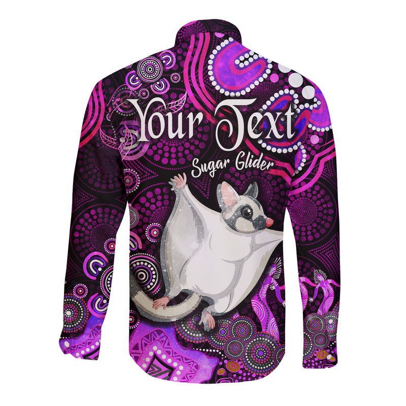 custom-personalised-australian-astrology-hawaii-long-sleeve-button-shirt-gemini-sugar-glider-zodiac-aboriginal-vibes-pink