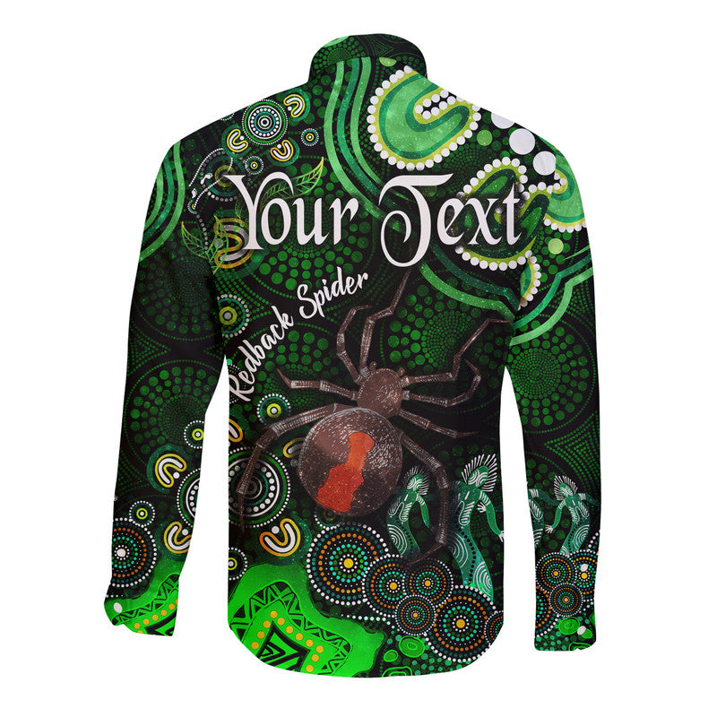 custom-personalised-australian-astrology-hawaii-long-sleeve-button-shirt-scorpio-redback-spider-zodiac-aboriginal-vibes-green