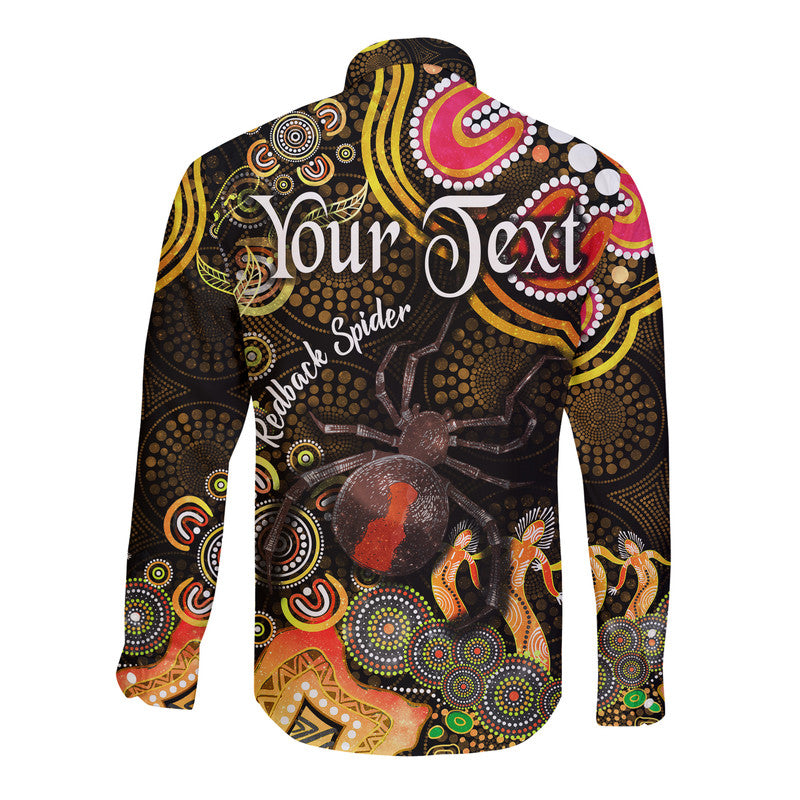 custom-personalised-australian-astrology-hawaii-long-sleeve-button-shirt-scorpio-redback-spider-zodiac-aboriginal-vibes-gold