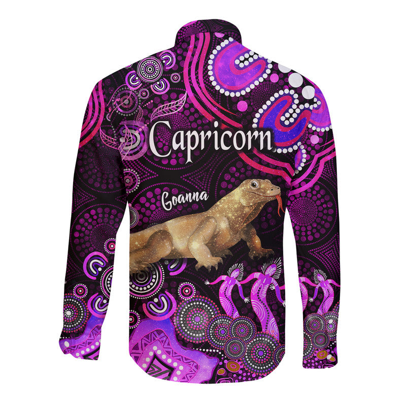 australian-astrology-hawaii-long-sleeve-button-shirt-capricorn-goanna-zodiac-aboriginal-vibes-pink