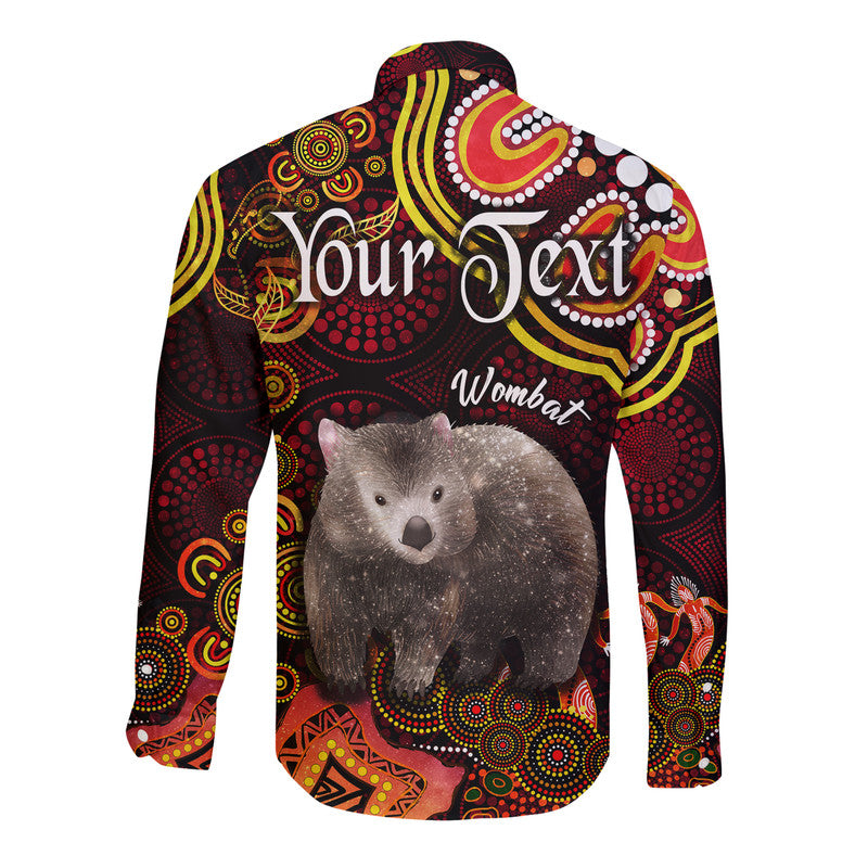 custom-personalised-australian-astrology-hawaii-long-sleeve-button-shirt-taurus-wombat-zodiac-aboriginal-vibes-red