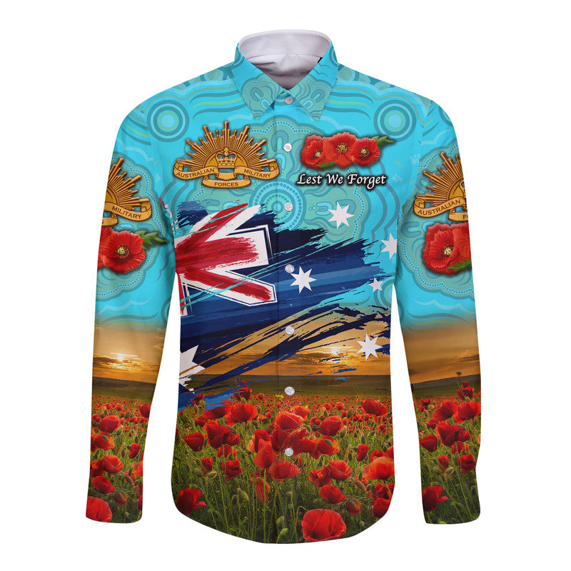 custom-personalised-australia-aboriginal-anzac-hawaii-long-sleeve-button-shirt-poppy-vibes-blue