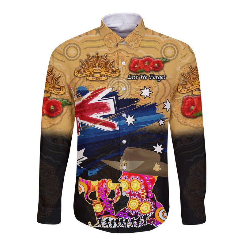 custom-personalised-australia-aboriginal-anzac-hawaii-long-sleeve-button-shirt-remembrance-vibes-gold