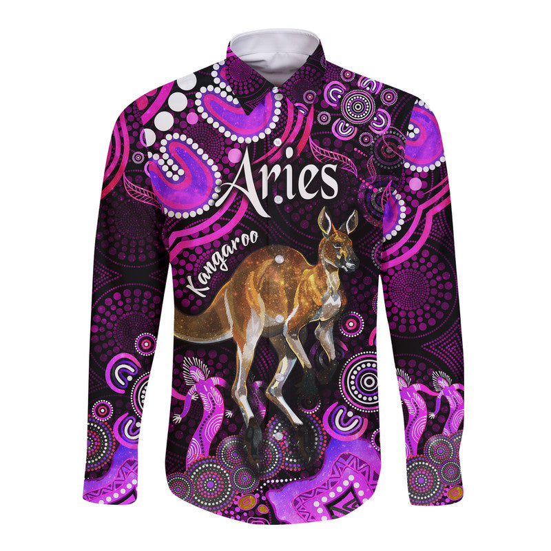 custom-personalised-australian-astrology-hawaii-long-sleeve-button-shirt-aries-kangaroo-zodiac-aboriginal-vibes-pink