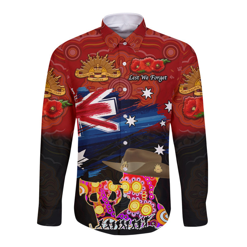 custom-personalised-australia-aboriginal-anzac-hawaii-long-sleeve-button-shirt-remembrance-vibes-red