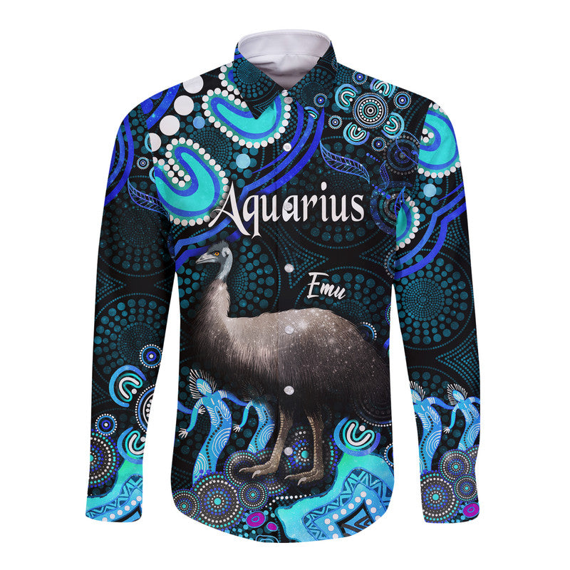 custom-personalised-australian-astrology-hawaii-long-sleeve-button-shirt-aquarius-emu-glider-zodiac-aboriginal-vibes-blue