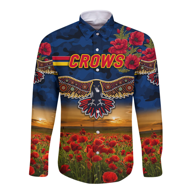 custom-personalised-adelaide-crows-anzac-hawaii-long-sleeve-button-shirt-poppy-vibes-navy-blue