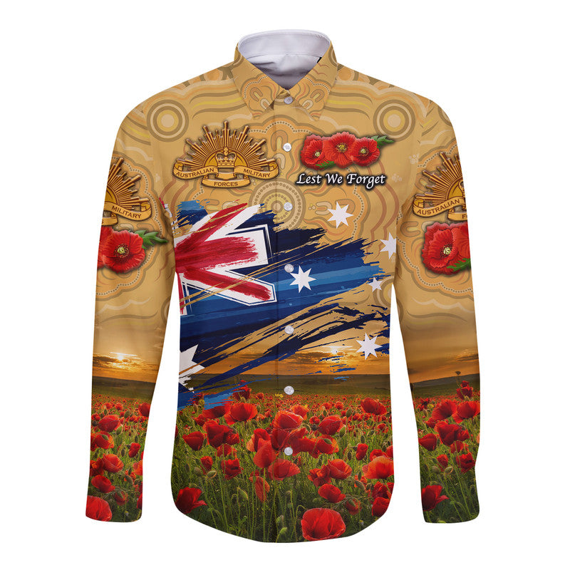 australia-aboriginal-anzac-hawaii-long-sleeve-button-shirt-poppy-vibes-gold