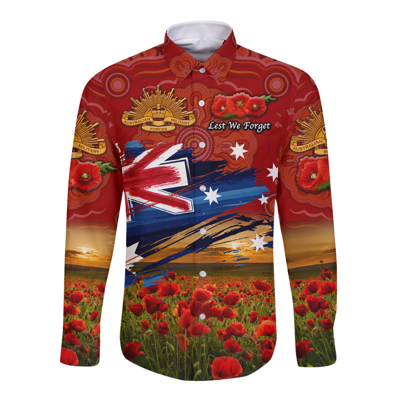 custom-personalised-australia-aboriginal-anzac-hawaii-long-sleeve-button-shirt-poppy-vibes-red