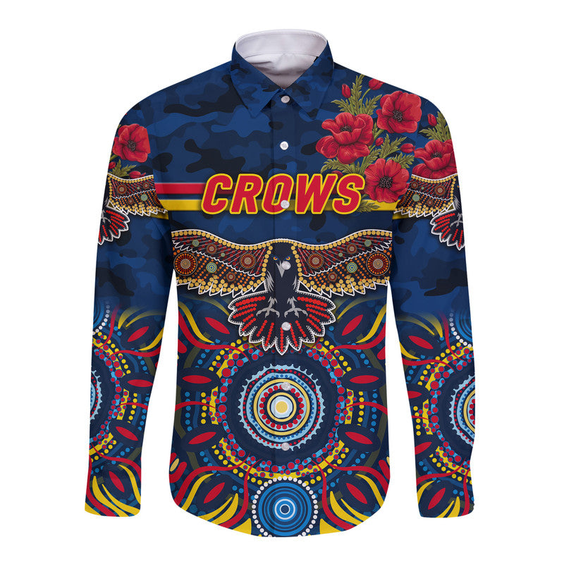 custom-personalised-adelaide-crows-anzac-hawaii-long-sleeve-button-shirt-indigenous-vibes-navy-blue