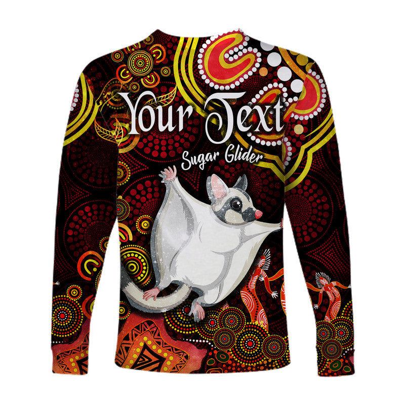 custom-personalised-australian-astrology-long-sleeve-shirt-gemini-sugar-glider-zodiac-aboriginal-vibes-red