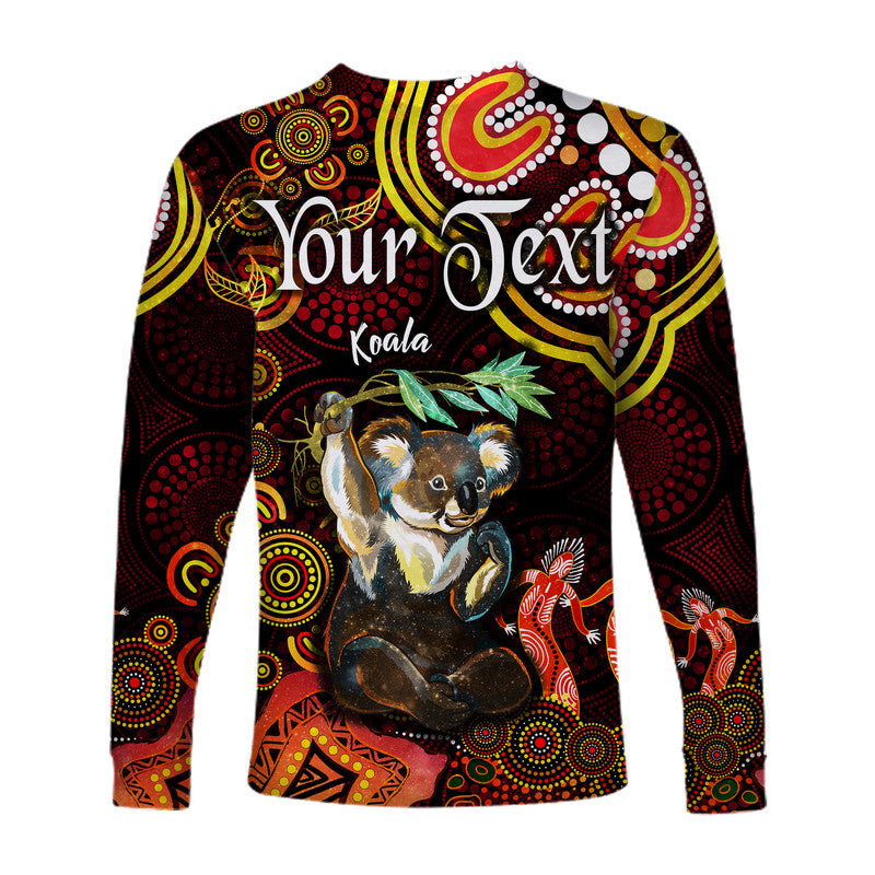 custom-personalised-australian-astrology-long-sleeve-shirt-cancer-koala-zodiac-aboriginal-vibes-red