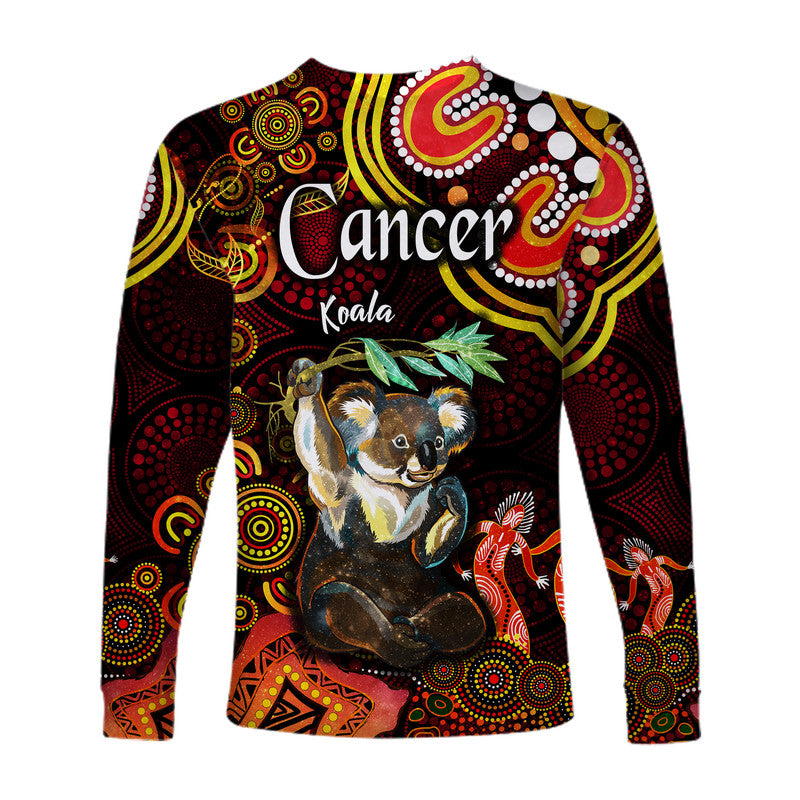 australian-astrology-long-sleeve-shirt-cancer-koala-zodiac-aboriginal-vibes-red