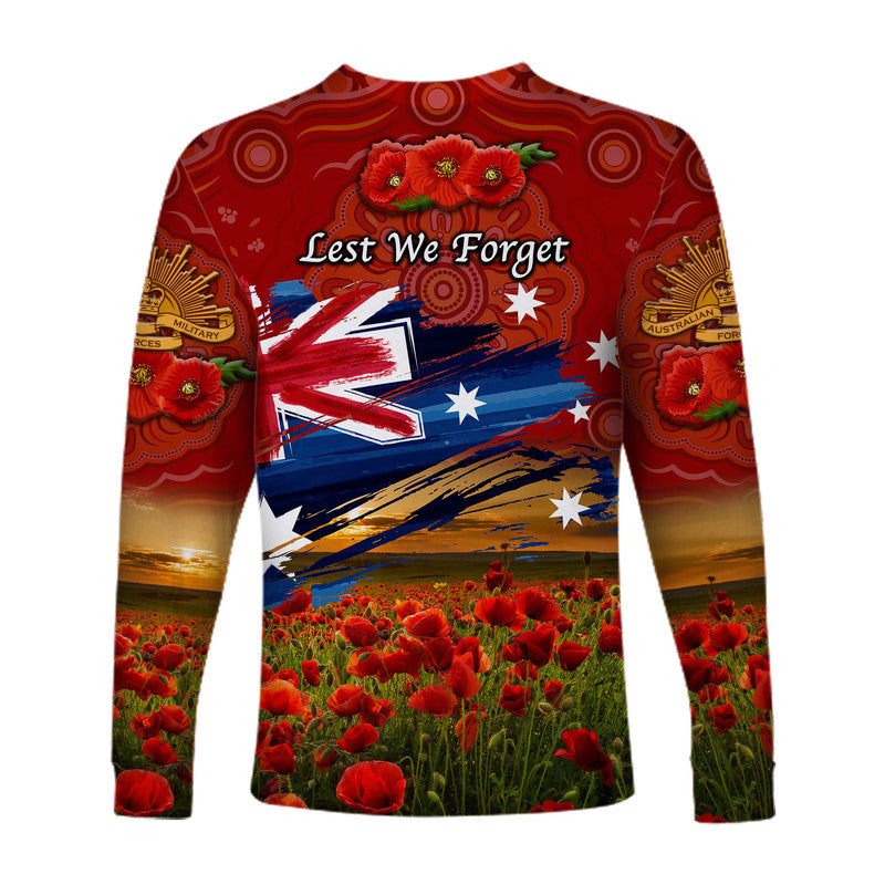 australia-aboriginal-anzac-long-sleeve-shirt-poppy-vibes-red