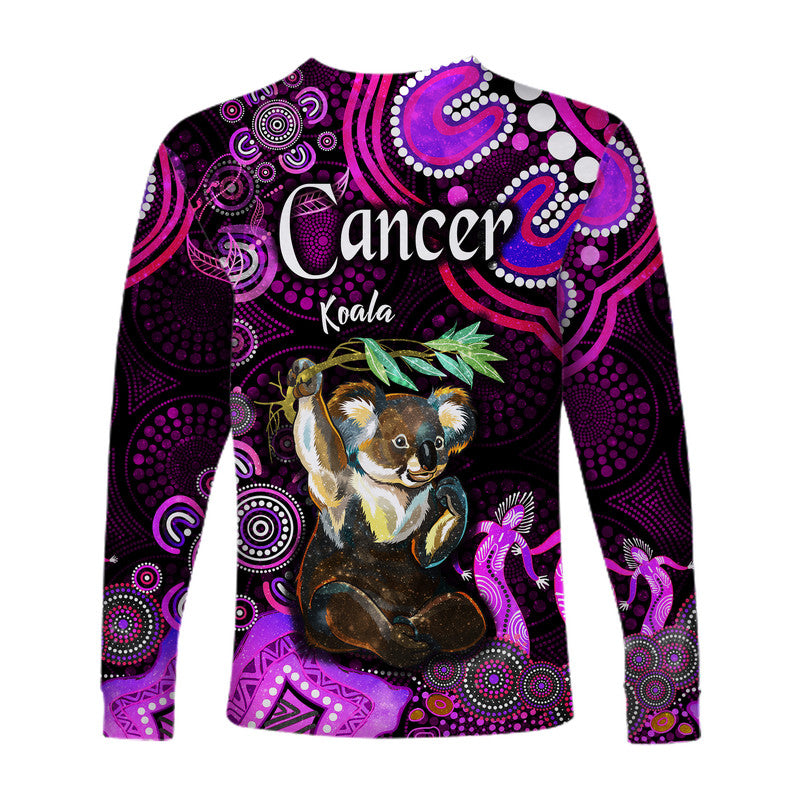 australian-astrology-long-sleeve-shirt-cancer-koala-zodiac-aboriginal-vibes-pink