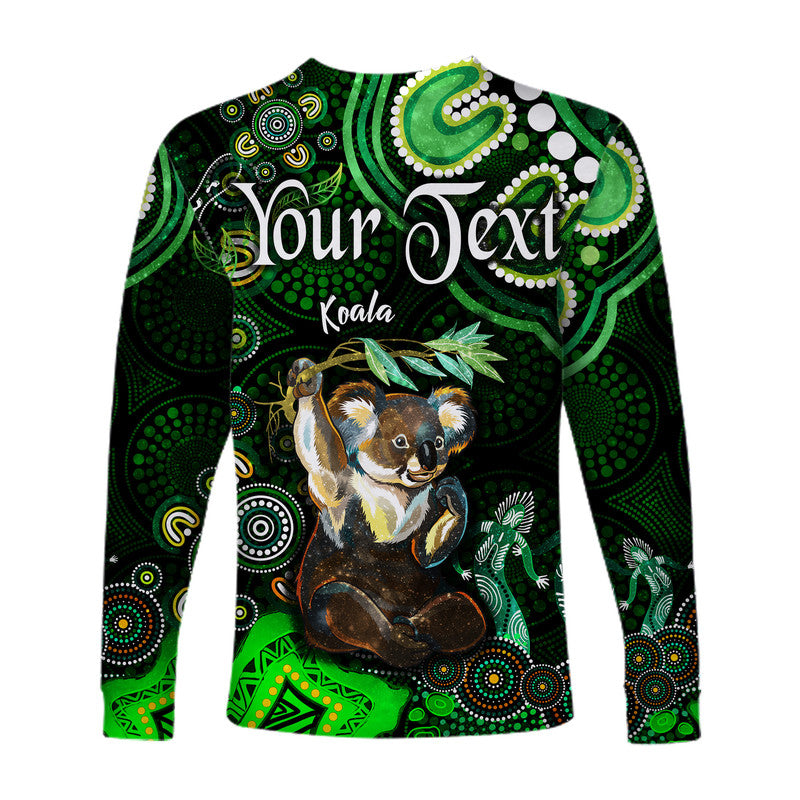 custom-personalised-australian-astrology-long-sleeve-shirt-cancer-koala-zodiac-aboriginal-vibes-green