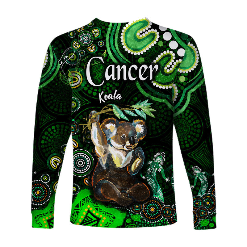 australian-astrology-long-sleeve-shirt-cancer-koala-zodiac-aboriginal-vibes-green