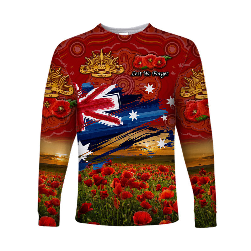 australia-aboriginal-anzac-long-sleeve-shirt-poppy-vibes-red