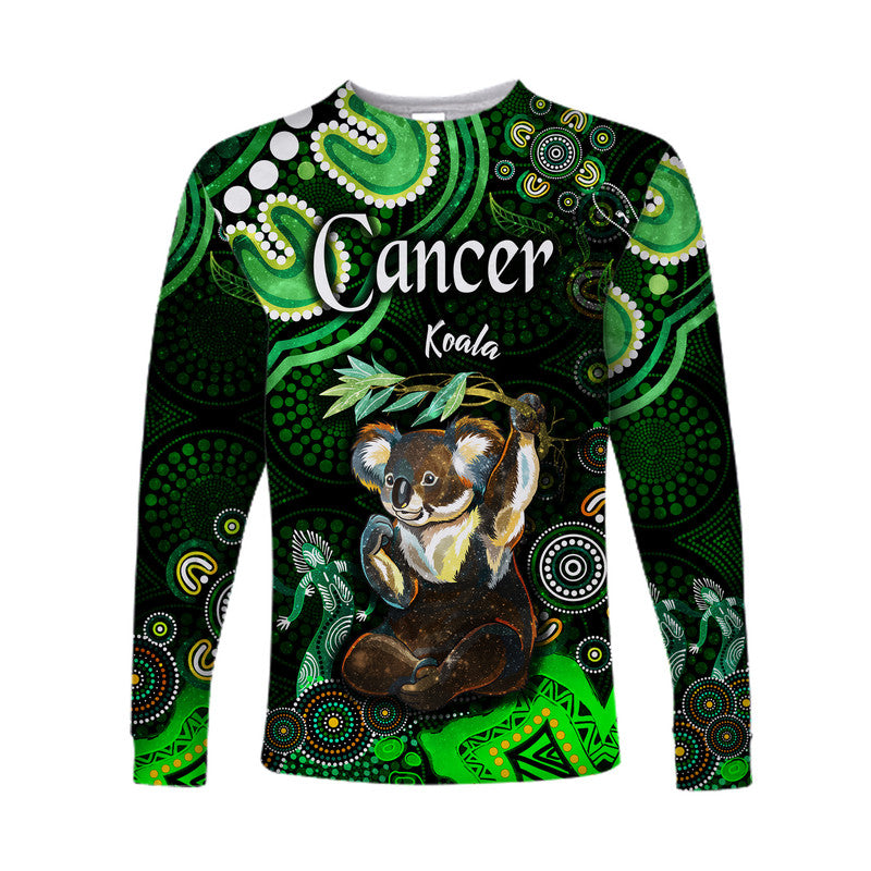 australian-astrology-long-sleeve-shirt-cancer-koala-zodiac-aboriginal-vibes-green