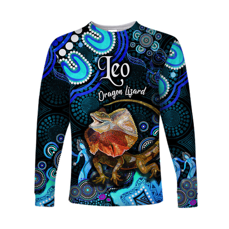 custom-personalised-australian-astrology-long-sleeve-shirt-leo-dragon-lizard-zodiac-aboriginal-vibes-blue