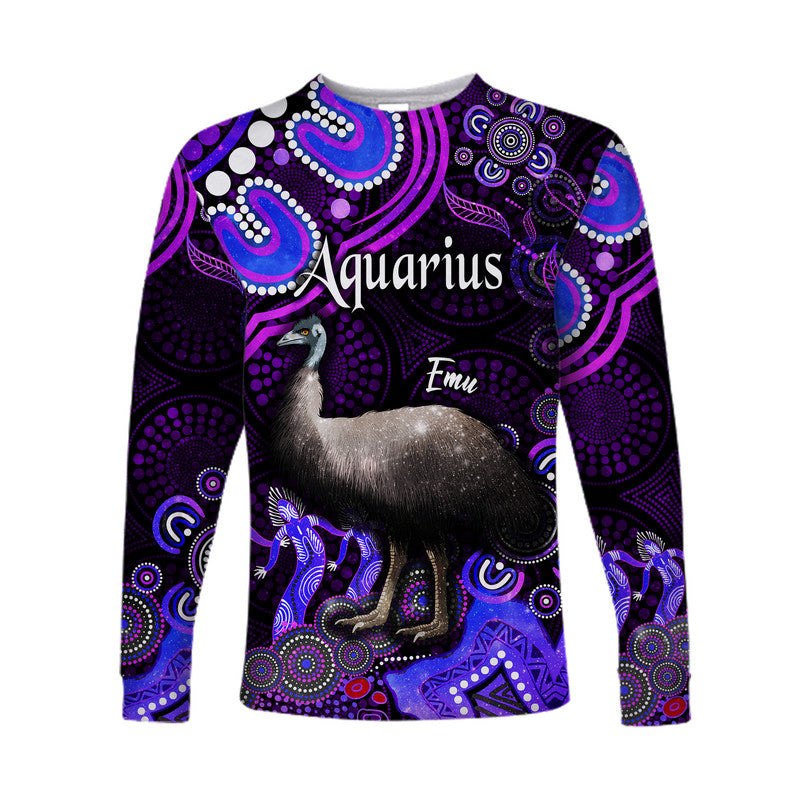 custom-personalised-australian-astrology-long-sleeve-shirt-aquarius-emu-glider-zodiac-aboriginal-vibes-purple