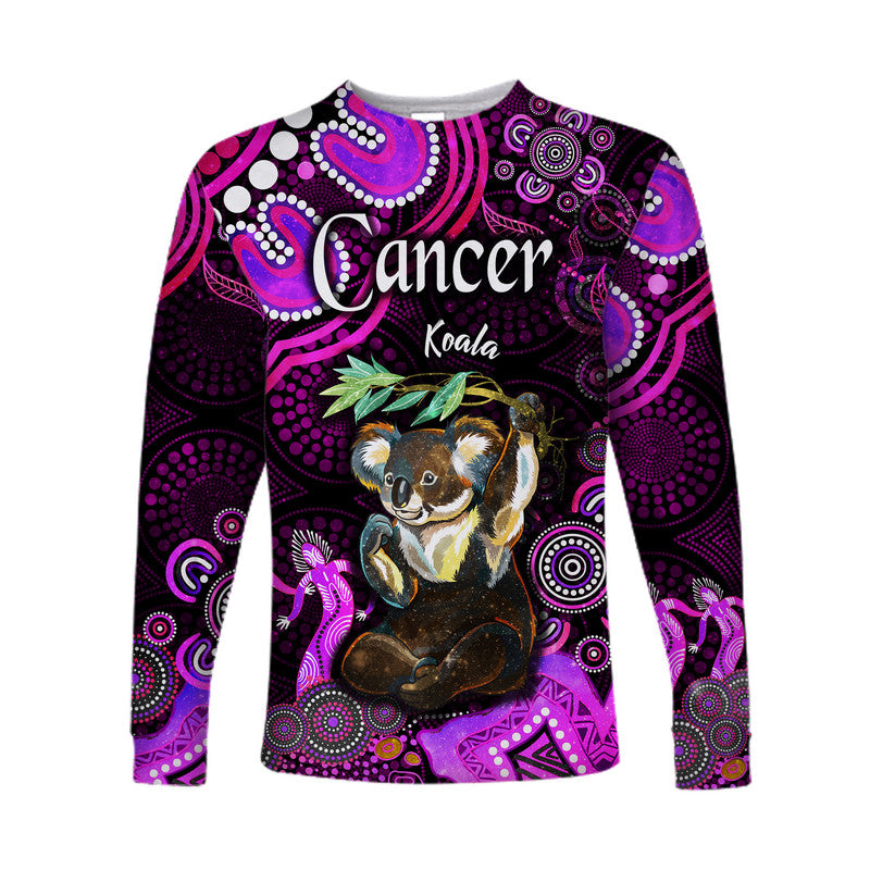 australian-astrology-long-sleeve-shirt-cancer-koala-zodiac-aboriginal-vibes-pink