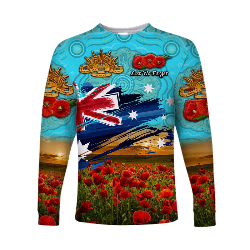 custom-personalised-australia-aboriginal-anzac-long-sleeve-shirt-poppy-vibes-blue